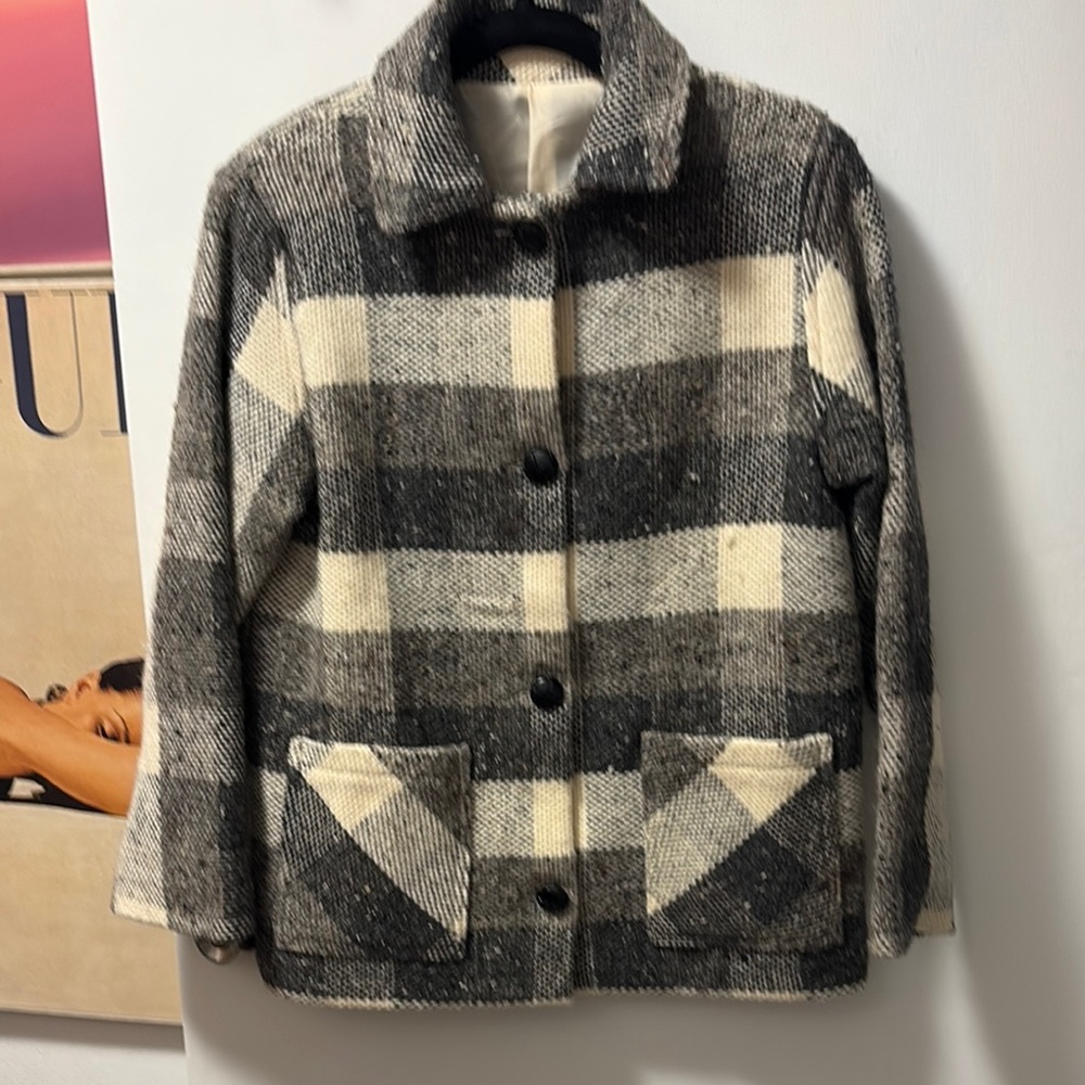 Branigan Weavers of Ireland Cream and Gray Wool Lined Jacket S